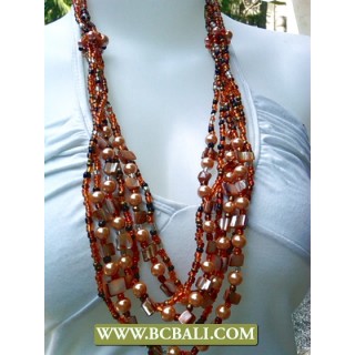 Bcbali Pearls and Shells Multi Layer Beading Necklaces